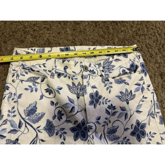 JJILL White Floral Authentic Fit Cropped Jeans Frayed Hem Sz 6 30x24 Spring Boho - Picture 11 of 11